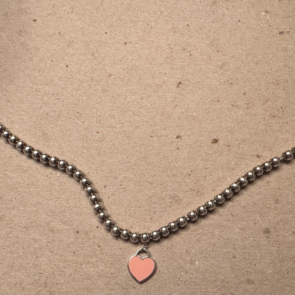 Tiffany pink enamel heart bracelet
